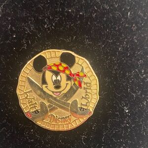 disney landyard mickey gold pirate coin pin